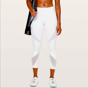 Lululemon White Mesh Cropped Leggings